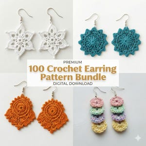 100 Padrões de Brincos de Crochê em PDF | Guia de Joias Faça Você Mesmo para Designs Boho, Modernos e Pendentes | Download Instantâneo