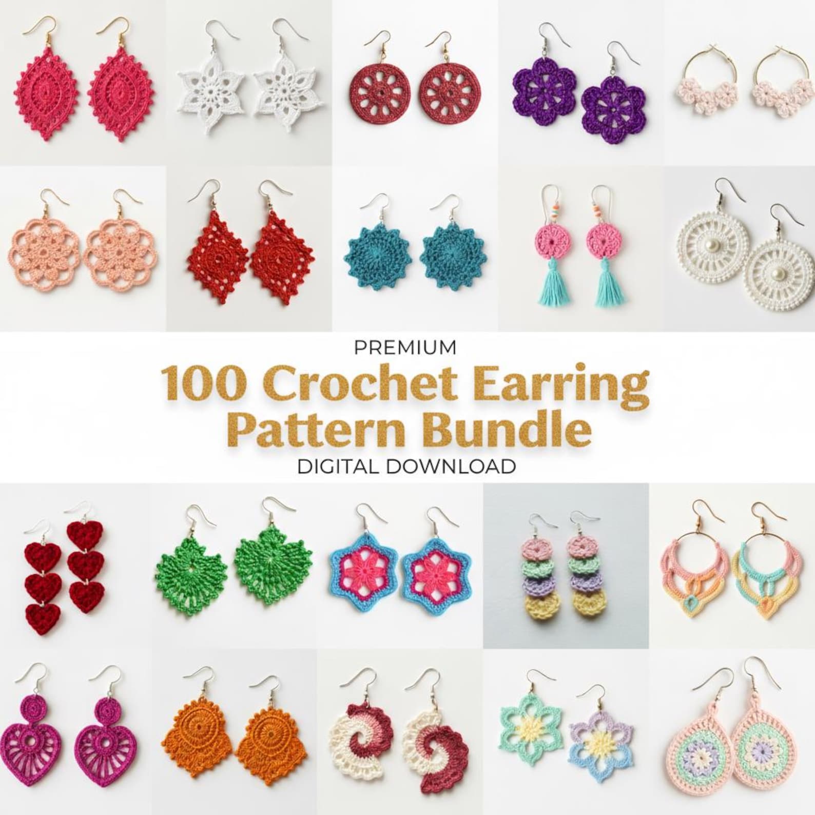 Dangle Earring Patterns 100 Crochet Earring Patterns PDF | DIY Jewelry Guide for Boho, Modern ...
