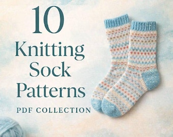 10 Sock Knitting Patterns PDF Bundle, Intermediate & Advanced