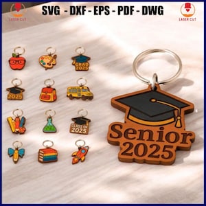 Senior Keychain Svg Bundle Laser Cut, High School Graduation Keychain Svg, Graduation Keychain Svg, Engraving Svg Files, Class Of 2025 Gifts