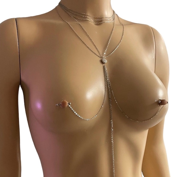 BDSM but delicate and feminine Nipples jewelry , Nipple piercing Jewelry, (m36)