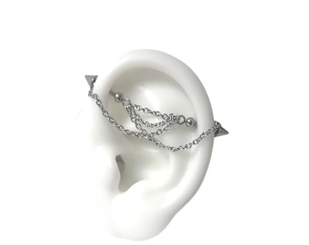 Industrial piercing jewelry with chains and cone shape  ends (m40+milieu 13 + 16m)