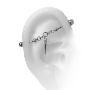 Industrial Barbell, industrielles Piercing, industrieller Stabohrring, rostfreie Stäbe 316L, mit Ketten (m1 jf)