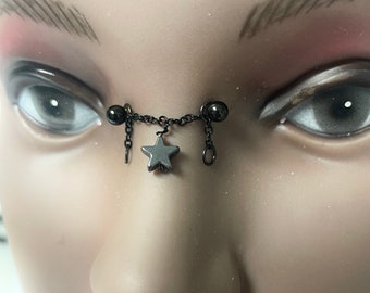 Brücke Piercing Hämatit Stern Surface Piercing Bar: 316L Stahl Nasenschmuck