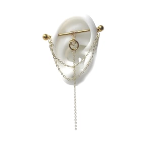 Industrie Piercings, Barre Industries mit Ketten und Gold filled 14 Karat (oder m19)