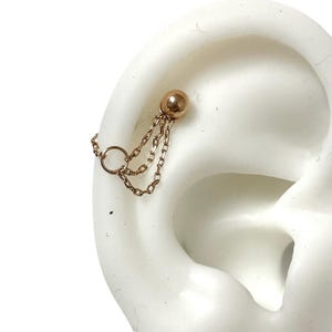 Helix or conch piercing jewelry  with rose gold chains
