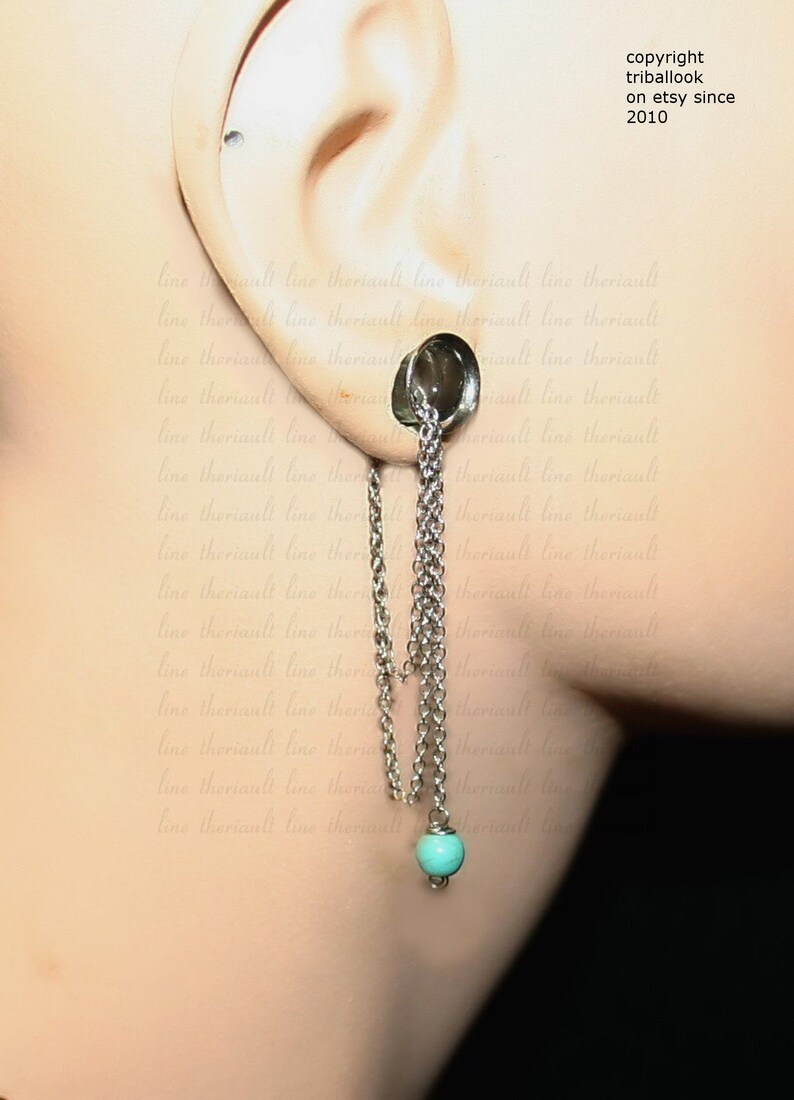 Dangle howlite Turquoise Ear plugs Dangle gauges silver Etsy