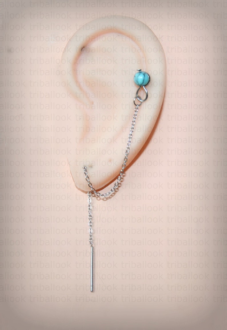 Helix or Conch Earring Helix Piercing Helix Earring Helix Piercing Piercing Bar Cartilage Piercing with howlite turquoise