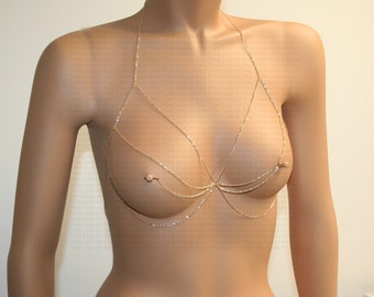 Necklace for pierced  nipples in gold tone (42)