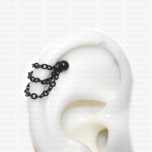 Bijoux piercing Helix avec triples chaînes noires ou dorées (chaîne 12,15,20)