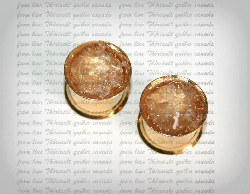 Golden Ear Plugs With Crystal Stone Bridal Plugs Wedding Etsy