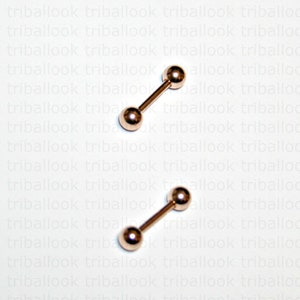 Industrial Barbells Cartilage bars, Tragus piercing, Helix piercing, Conch piercing, rose gold color 316L surgical steel, sold in pair