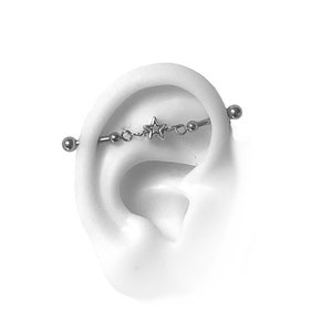 Barres industrielles pour piercing au cartilage, bijoux de piercing industriels avec étoile minimaliste et boules rondes