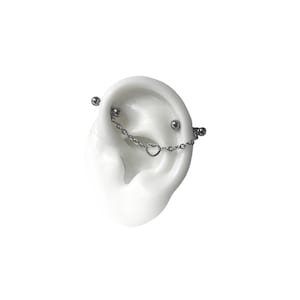 Ohrknorpel Stäbe, Knorpel Piercing, Edelstahl 316L Stäbe mit Ketten, Edelstahl Herz