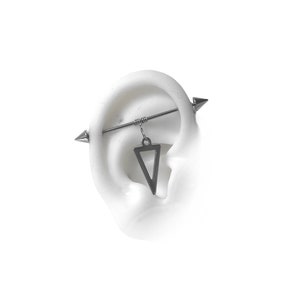 industrial bar for cartilage piercing with triangle and spike ends