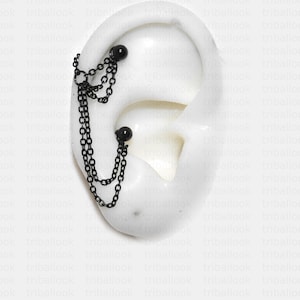 Helix Ohrring Helix Piercing Helix Ohrring Helix Piercing Piercing Stab, Knorpelpiercing mit schwarzen Ketten (m63)