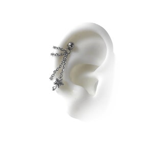 Helix piercing jewelry with chains and star  (m74)