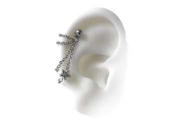 Bijoux piercing Helix avec étoile et chaînes minimalistes (m74)