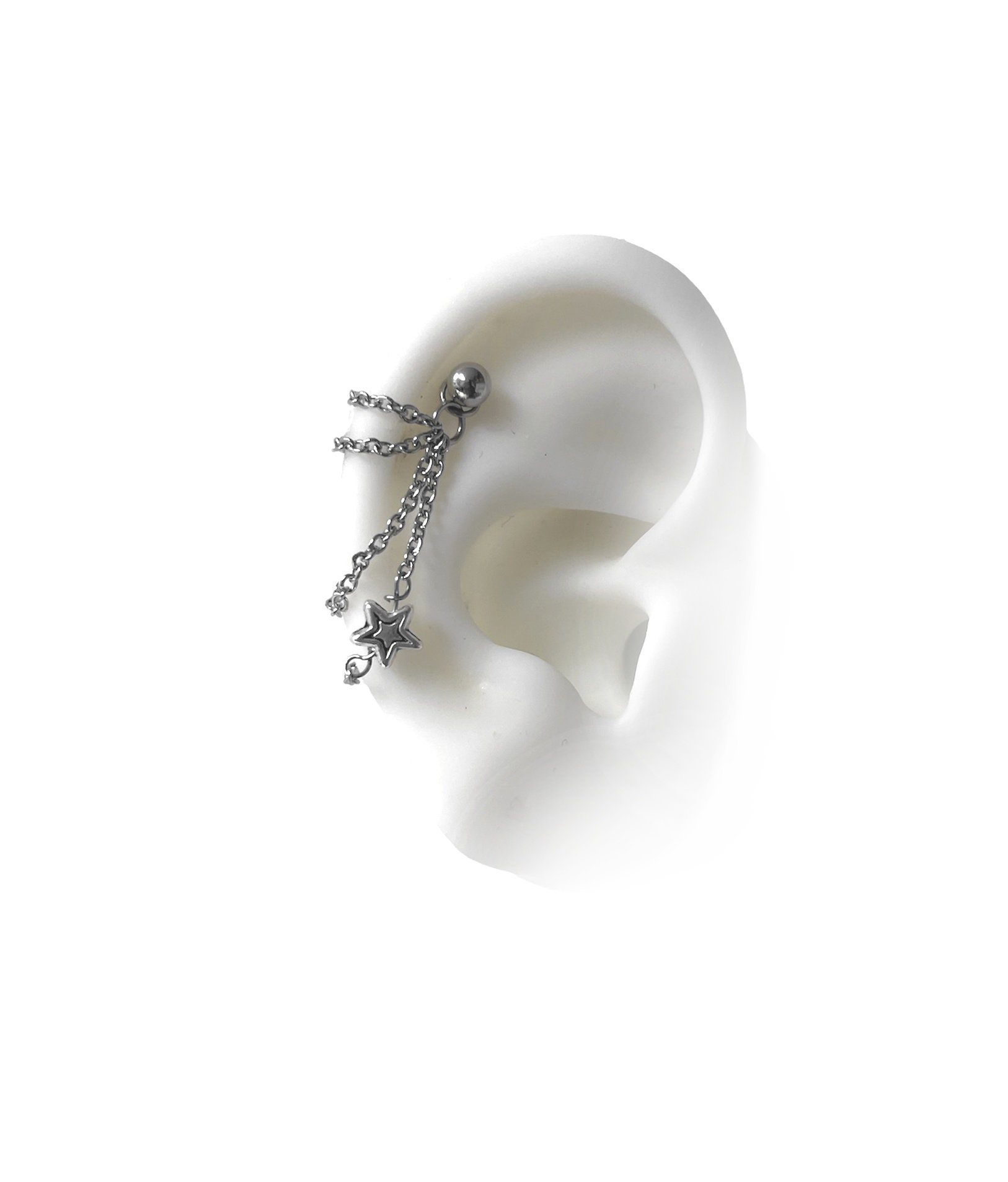 Helix piercing jewelry with chains and star  (m74)