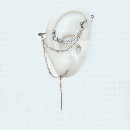 Pearl Industrial Bar Barbell Piercing Body Jewelry Tragus Etsy