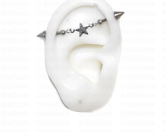 Industrial Bars for Cartilage Piercing, Industrial Piercing Jewelry with Stars and Spikes