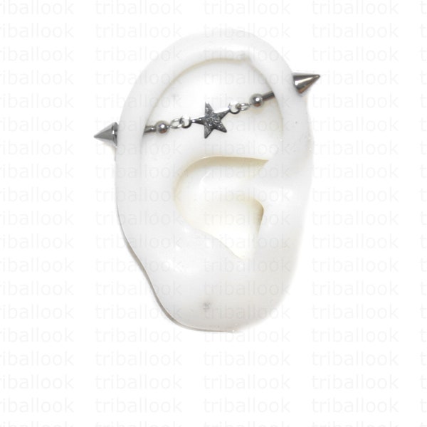 Industrial Bars for Cartilage Piercing, Industrial Piercing Jewelry with Stars and Spikes