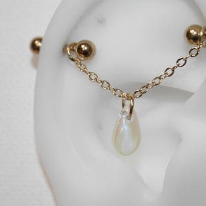 Industrial Barbell, Industrial Piercing, Industrial Bar mit Kette, 316L rostfreien Barbells (m24 ss kürzer nur mit Harztropfen)