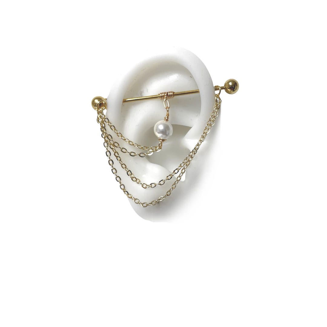 Industrial Pearl Piercing Hoops main image 1