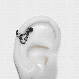 Helix Ohrring Helix Piercing Helix Ohrring Helix Piercing Piercing Stab, Knorpelpiercing mit schwarzen Ketten