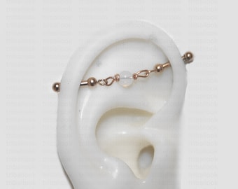 Opalite Industrial Barbell Piercing with Chain