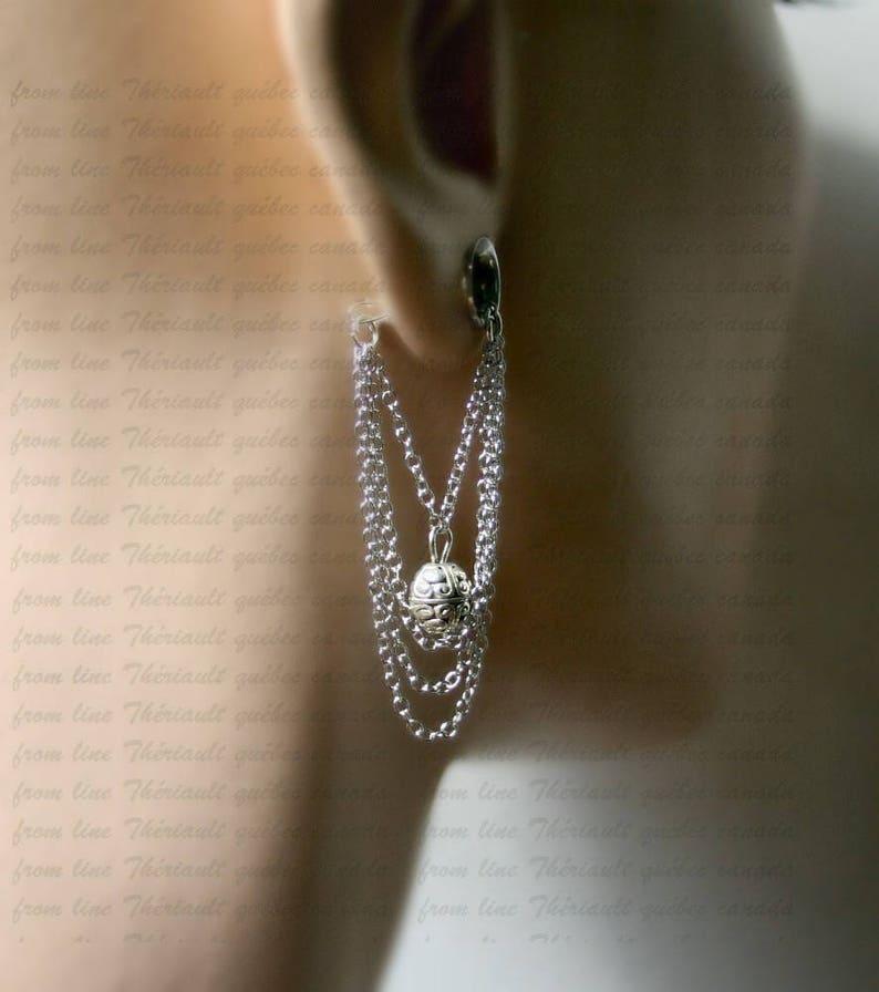Dangle gauges silver tunnel Ear plugs Tunnel with pendant Wedding plugs m8 Bridal plugs