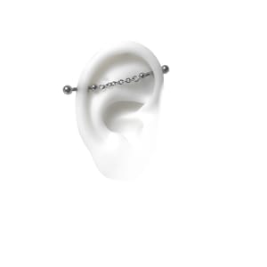 Industrial Piercing Barbells mit Kette in Gold, Silber oder Rosegold Ton (m1)
