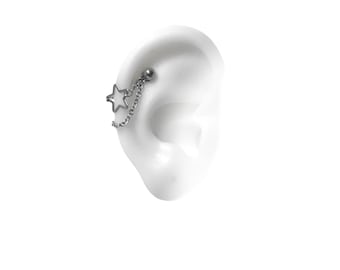 Star Double Chain Helix Piercing: 316L Stainless Steel Barbell