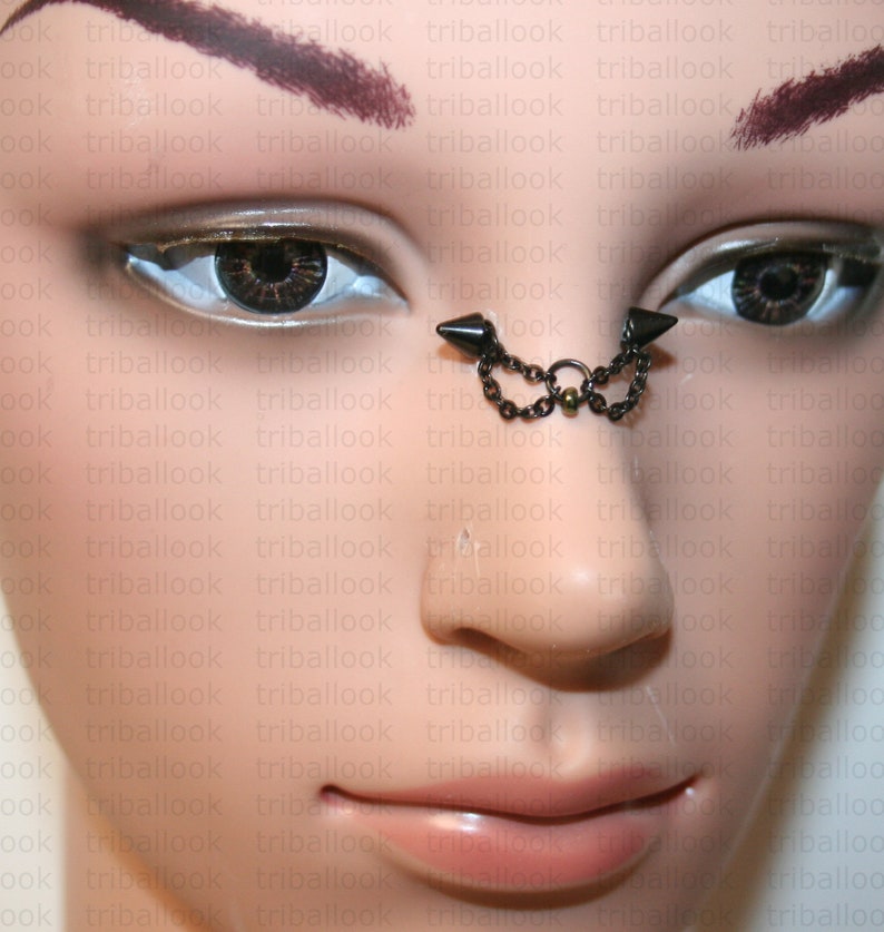 Nasallang High Nostril Jewelry Bridge Piercing Jewelry Etsy