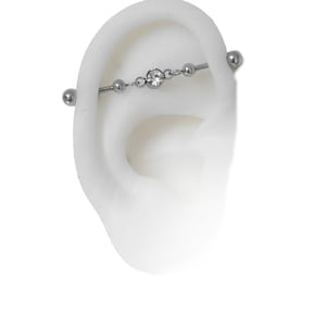 Industrial Barbell, Industrial piercing,  Jewelry, Industrial bar earring, Industrial piercing  and clear glass (jf)