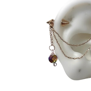 Industrial Piercing Schmuck mit Ketten und Regenbogen Hämatit Stein (m7 rainbow hematite stone)