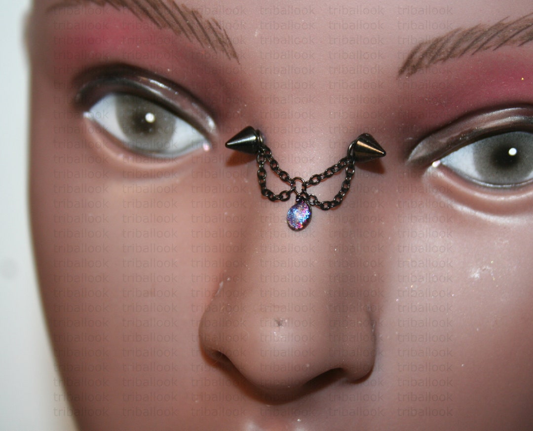 Nasallang High Nostril Jewelry Bridge Piercing Jewelry Fake Etsy Canada