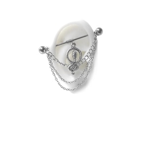 industrial bar for cartilage piercing with snake and chains