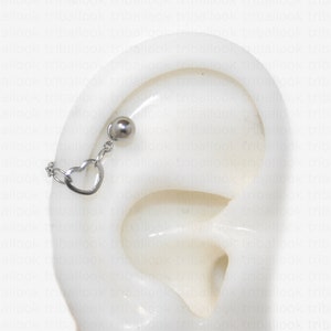 Helix Piercing Jewelry with Chain and heart