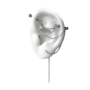 Industrial Piercing Schmuckstäbchen für Ohrknorpel mit Ketten, Edelstahlstäbe (m44)