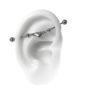 Industrial piercing, Industrial jewelly, Piercing for cartilage, minimalist heart