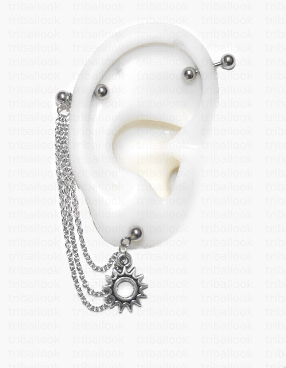Industrial Barbell Industrial piercing Sieraden Industrial bar earring Industrial piercing ketting zon m6