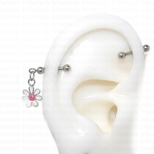 Industrial Piercing Jewelry cartilage bars , surgical steel , with daisy