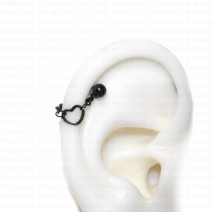 Boucle d'oreille Helix Piercing Helix Boucle d'oreille Helix Piercing Helix Piercing Barre, Piercing Cartilage coeur noir