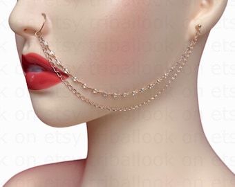 VFUN Lot Anneaux De Nez Avec Chaîne En Acier Inoxydable Et Zircone - 20g