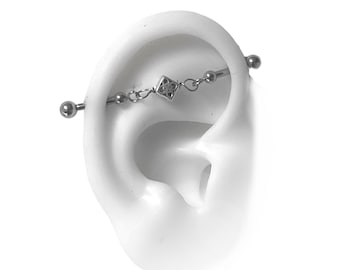 Industrial Bars for Cartilage Piercing, Industrial Piercing Jewelry with celtic lozange and round end balls