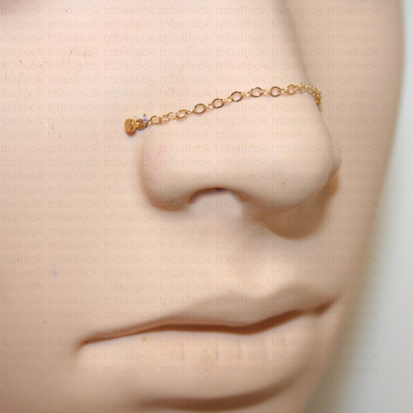 Nasalang, chaînes de nez Bogo, chaîne de nez en plaqué or 14K  pour double piercings chaîne de piercings