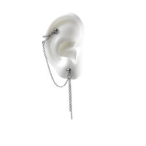 Helix piercing jewelry, cartilage to lobe chain  , Silver or gold tone (m61)