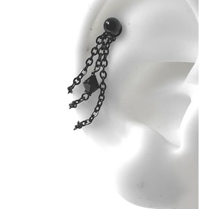 Helix oder Conch Ohrring, Helix Piercing Helix Ohrring, Helix Piercing, Piercing Bar , Ketten und facettierter schwarzer Kristall (M3 Standard Bar)