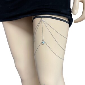 Elegant thigh chains with round glass   bead, silver, gold or black tone chains, adjustable